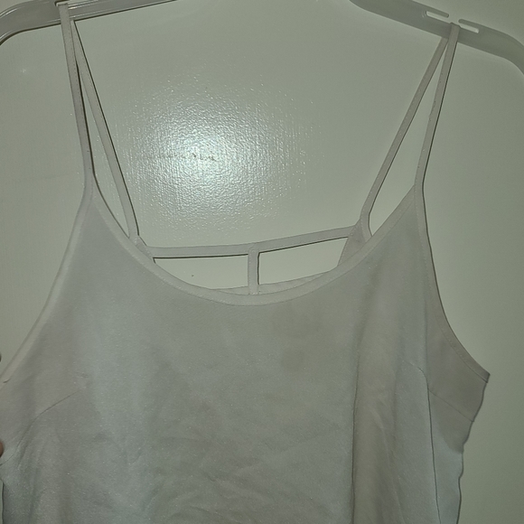 Sheer white Cut Out Back camisole blouse. M spaghetti straps. - Picture 3 of 6